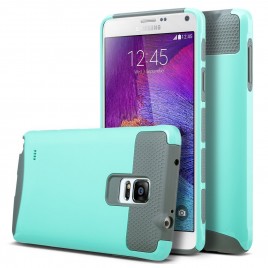 Samsung Galaxy Note 4 Case, Dual Layer Shockproof Silicone Phone Protection Case TPU Hybrid Slim Fit Cover With  [Premium Screen Protector] And Touch Screen Pen (Teal)